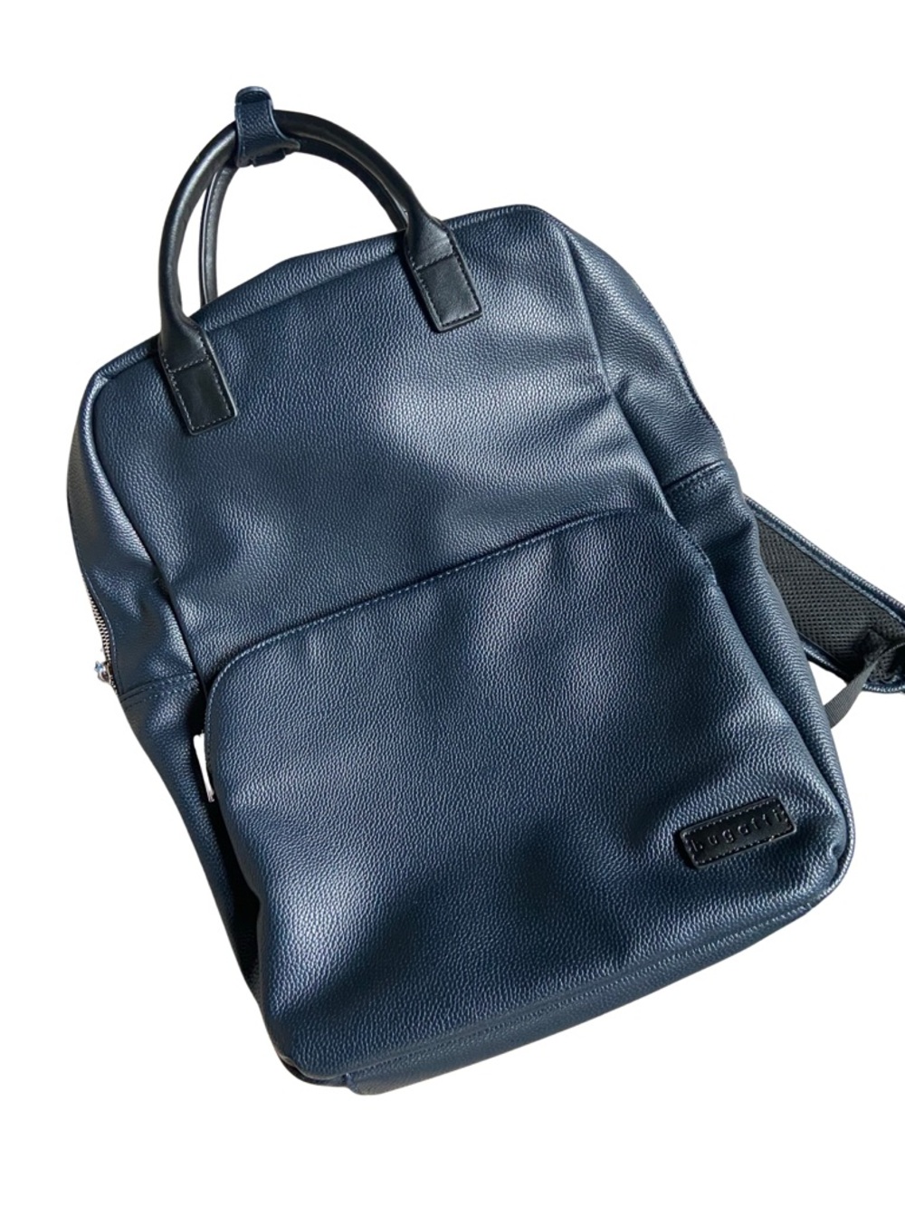 Navy Faux Leather Backpack - Sleek Everyday Bag